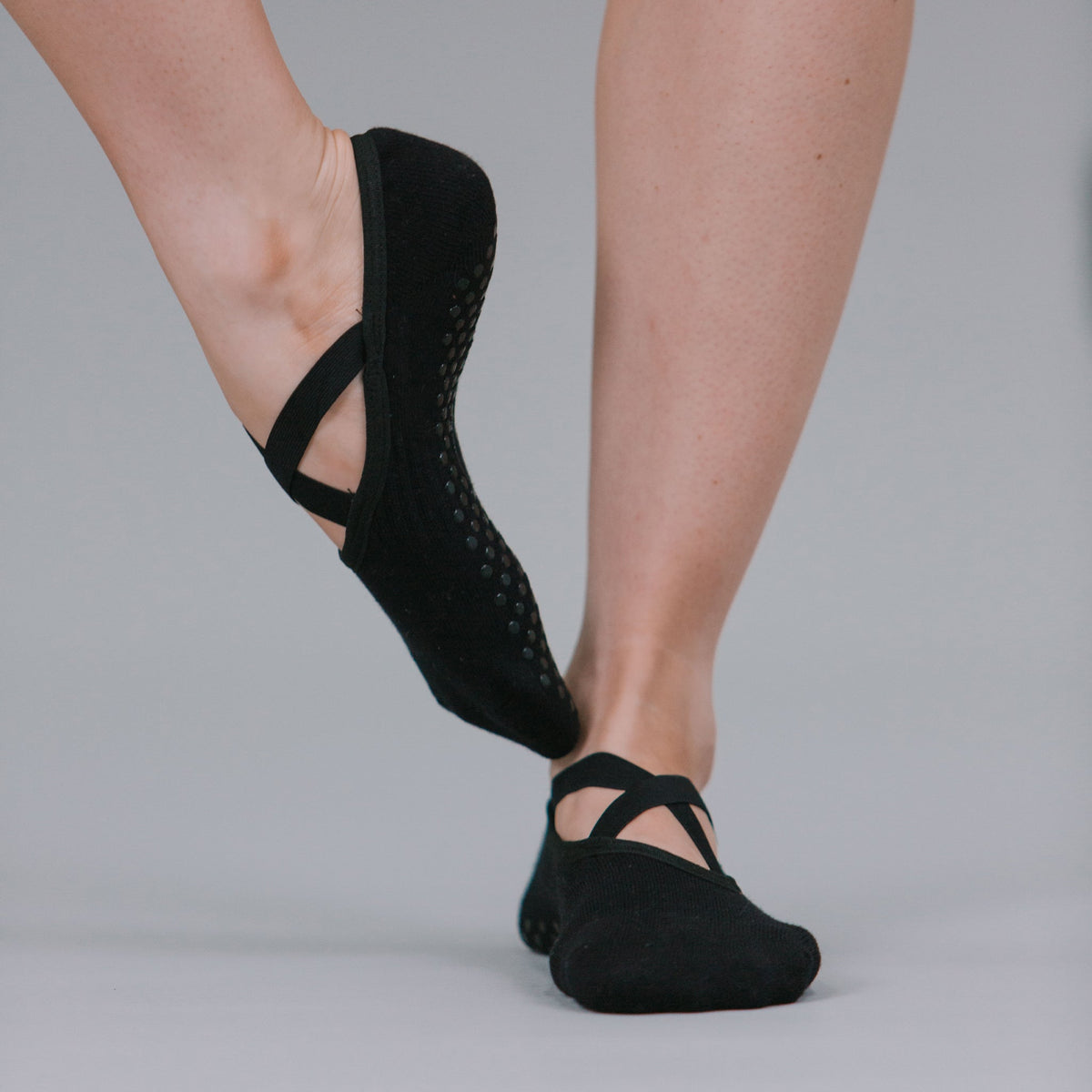 Black Ballet Grip Socks - On Model Side View | Your Reformer