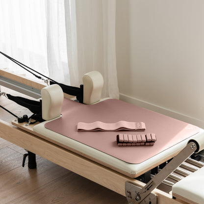 Blush Reformer Pack with Resistance Bands - Three Quarter View | Your Reformer