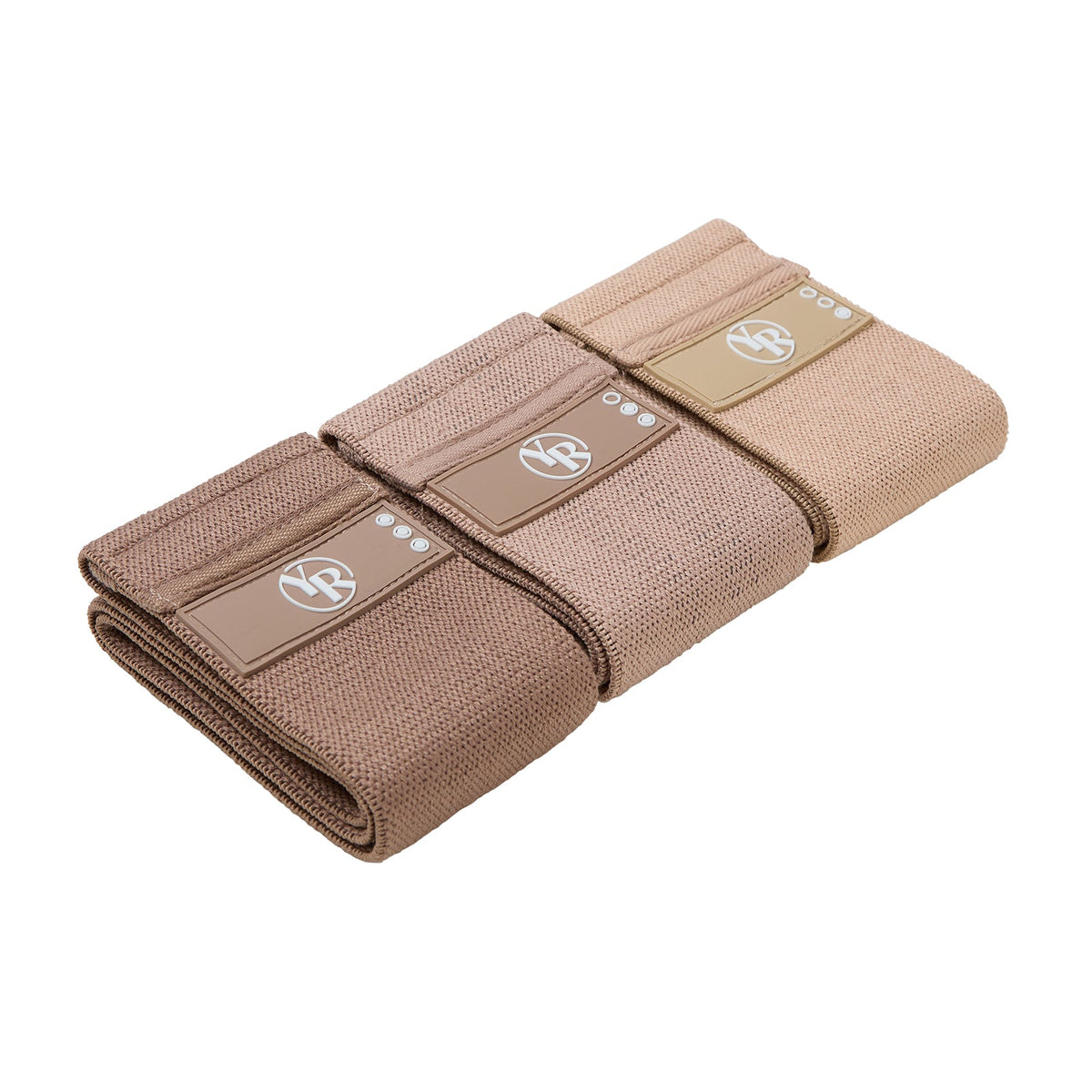 Mocha Fabric Booty Bands Set - Folded Stack View | Your Reformer