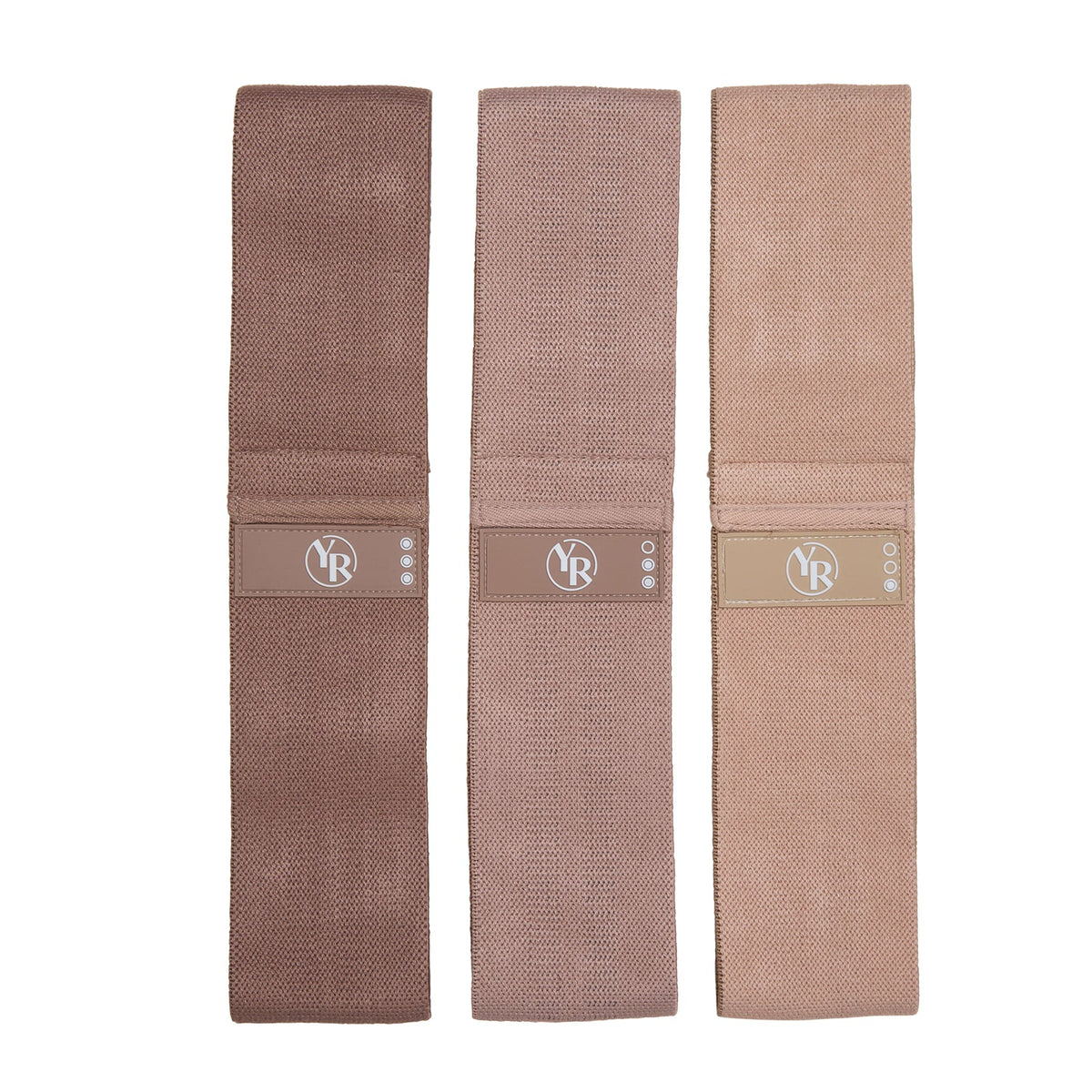 Mocha Fabric Booty Bands Set - Flat Lay View | Your Reformer