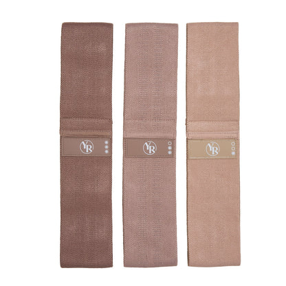 Mocha Fabric Booty Bands Set - Flat Lay View | Your Reformer