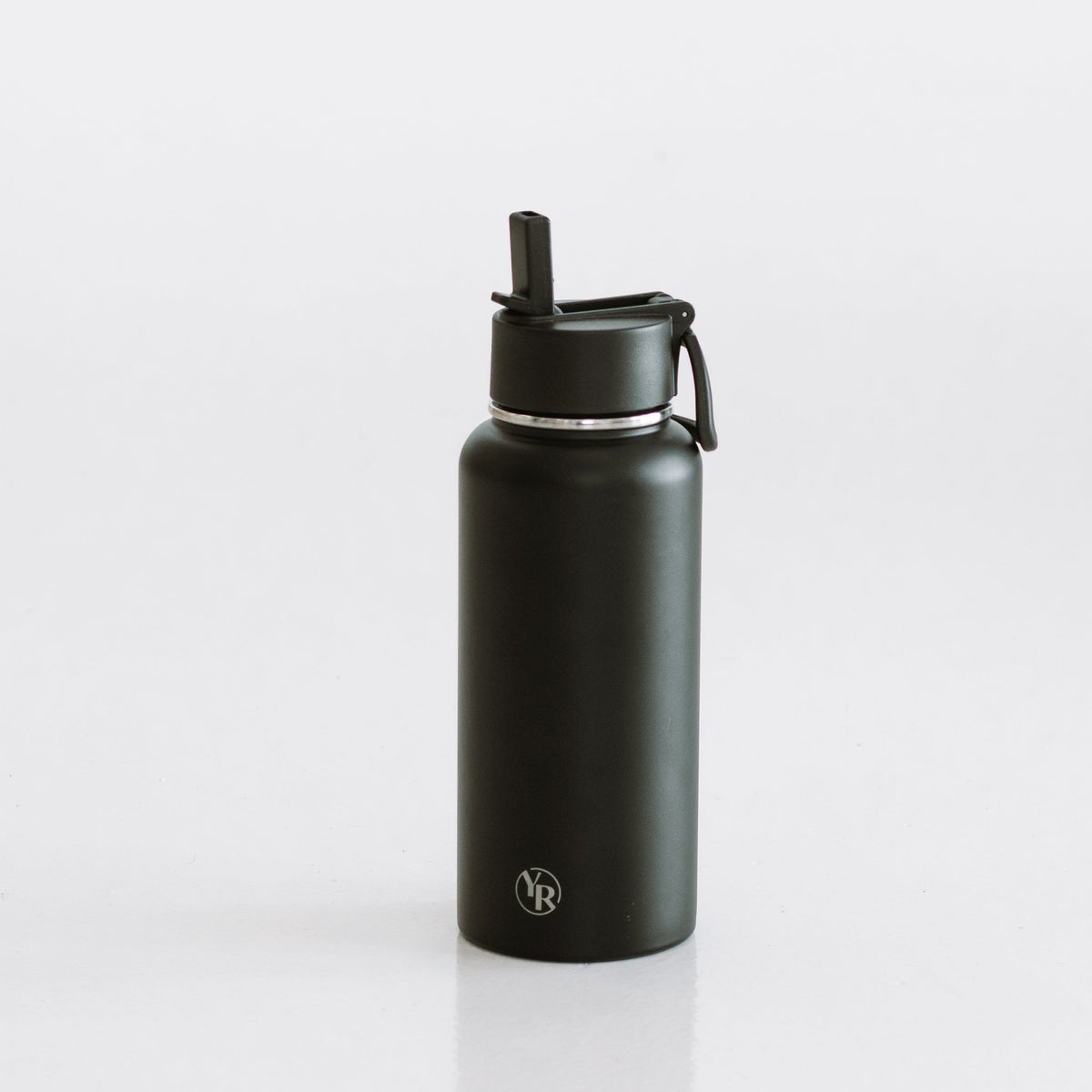 Liquorice Black Drink Bottle with YR Logo - Front View | Your Reformer