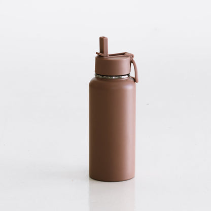 Cocoa Brown Stainless Steel Drink Bottle - Front View | Your Reformer