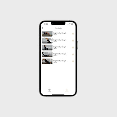 Black iPhone Displaying YR App OnDemand Class Library - Screen View | Your Reformer