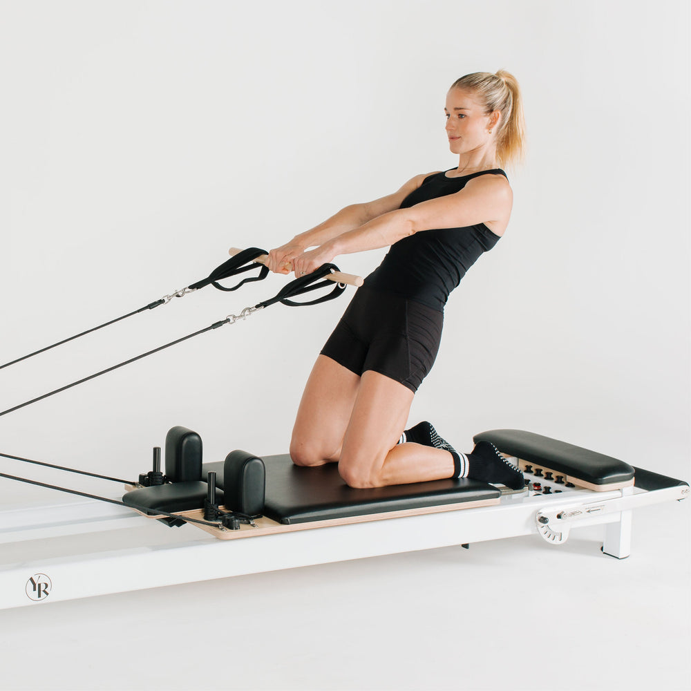 Maple Pilates Pole - In Use on Reformer | Your Reformer