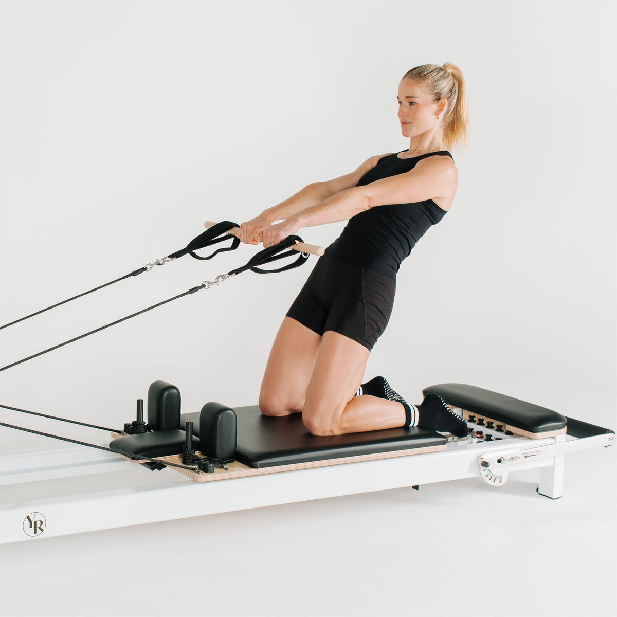 Maple Pilates Pole - In Use on Reformer | Your Reformer