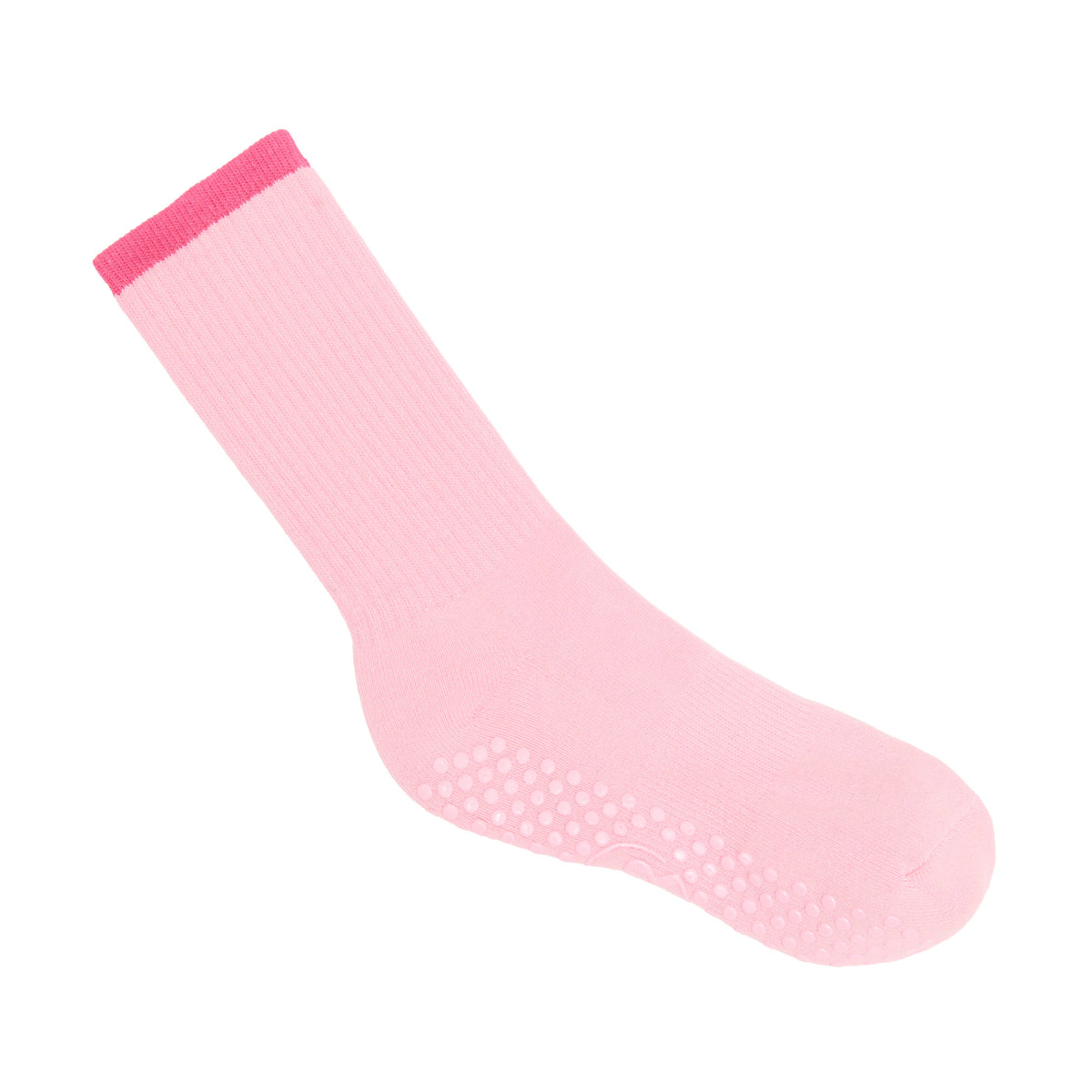 Hot Pink Crew Grip Socks - Side View | Your Reformer