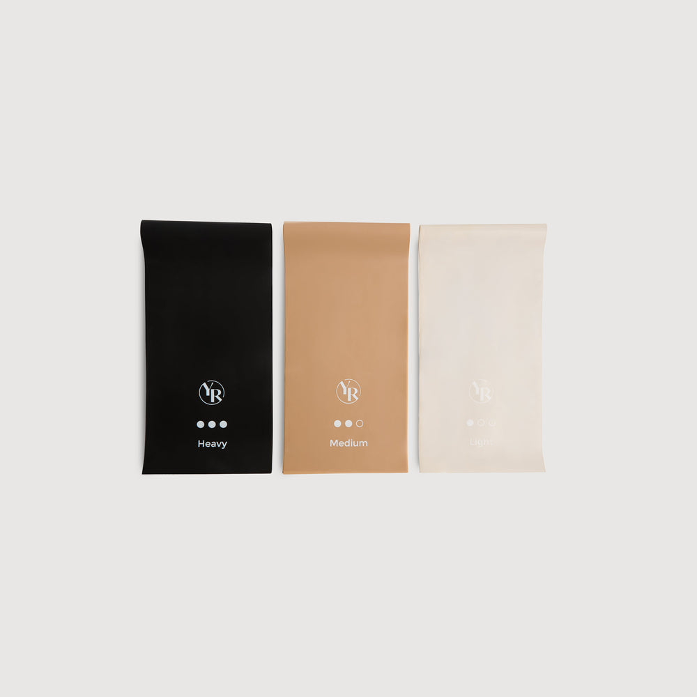 Core Neutrals Stretch Resistance Bands Light Medium Heavy - Flat Lay | Your Reformer