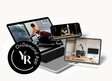 OnDemand App Badge with Multiple Devices showing Pilates Classes - Cross Platform | Your Reformer