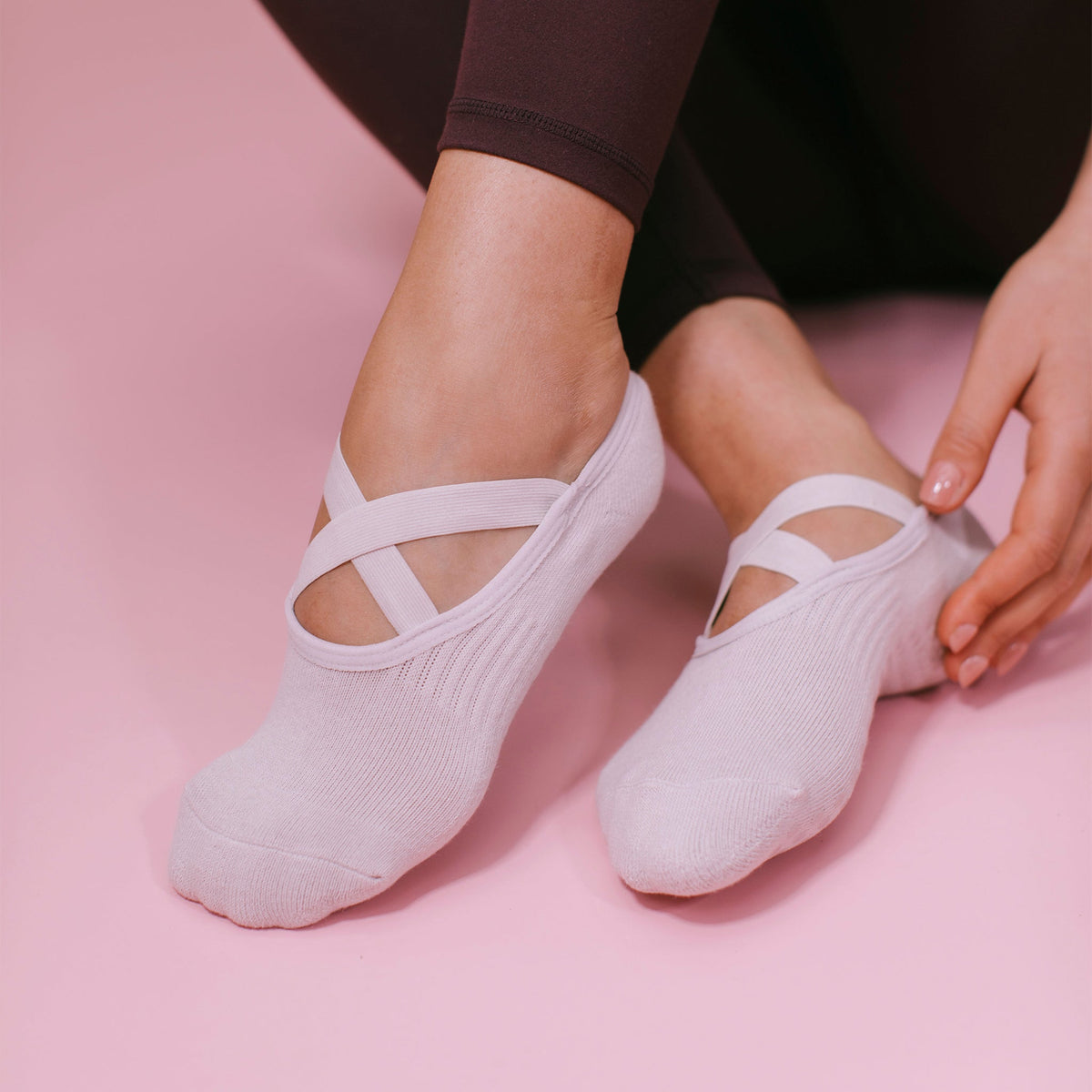 Soft Grey Ballet Grip Socks - On Model Lifestyle | Your Reformer