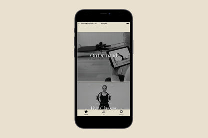 Black iPhone displaying Your Reformer OnDemand App Home Screen - Mobile View | Your Reformer