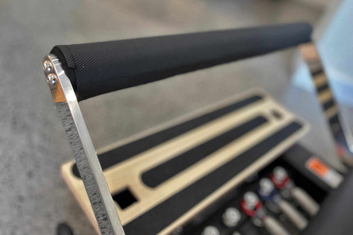 Black Studio X Reformer - Textured Shoulder Rest Detail with Metal Frame | Your Reformer